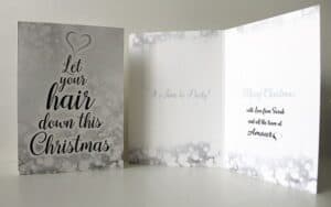 Amour Hairdressing christmas card design